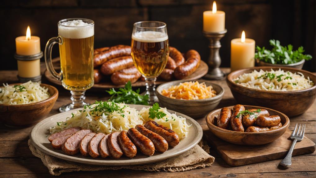 tasty european sauerkraut sausages