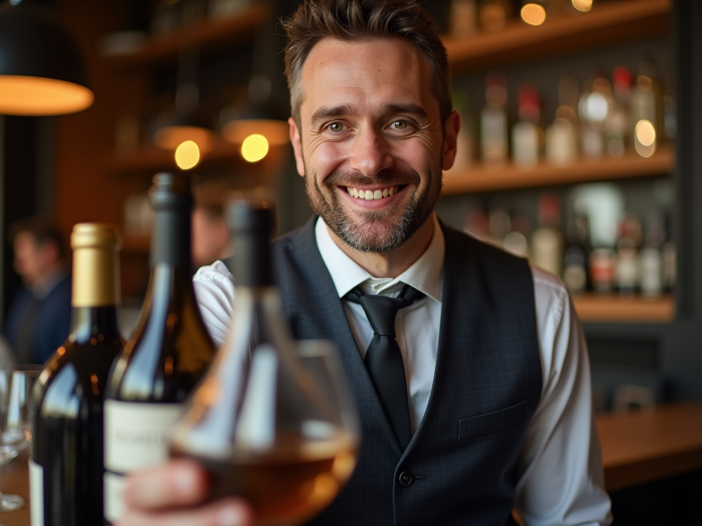 Close-up shot of Lucas Martinez, Sommelier