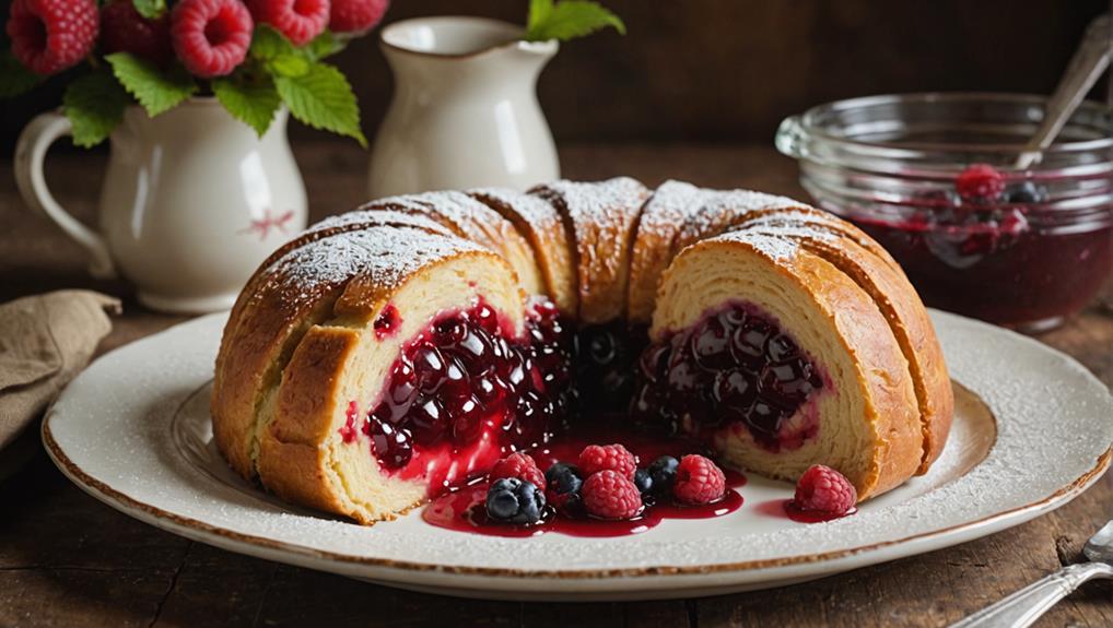 dessert with jam filling