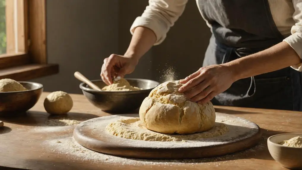 kneading dough for baking
