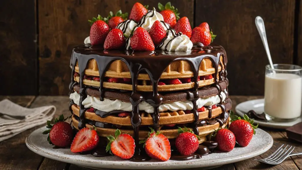 layered belgian waffle cake