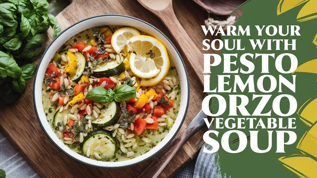 pesto lemon orzo soup