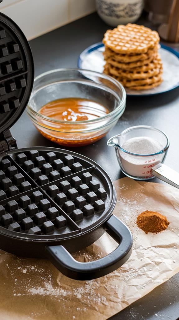 prepare waffle iron heat